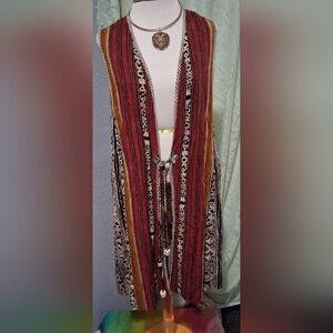 Carole Little Striped Rust, Mustard & Black Sleeveless Tunic Vest